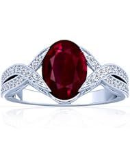 18K White Gold Oval Cut Ruby Fana Designer Ring (GIA Certificate)