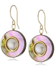 Miguel Ases Abalone and Fresh Water Pearl Round Drop Earrings