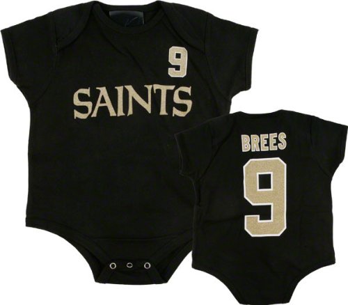 New Orleans Saints Newborn Black Reebok Drew Brees Name & Number Creeper