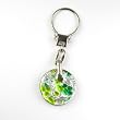 Murano Glass Keyring Jewelry - Round L Green/Silver