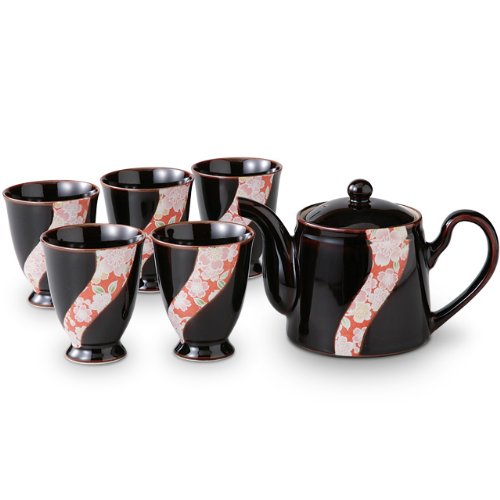 有田焼 新鮮でモダン 京友禅 ポット茶器揃 ama-717652