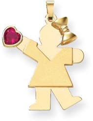 14k Yellow Gold Girl with CZ July Birthstone Charm