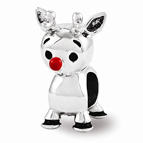 Reflection Beads Sterling Silver Red Enamel Rudolph Bead (15x8 mm)