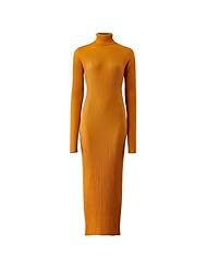 Acrylic Turtleneck Maxi Dress 
