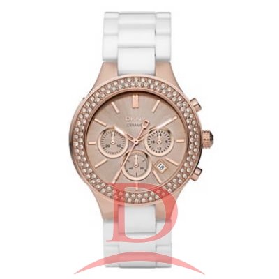 DKNY Ceramic Chronograph Rose-gold-tone Dial Women