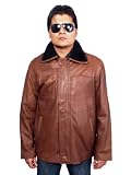 Men leather coat in Dark brown made in 100% real leather