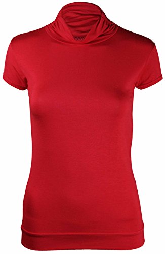 PurpleHanger Women's Turtle Polo Neck Ruched Gathered Tee Tops