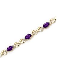 10K Yellow Gold Oval Amethyst and Diamond Bracelet