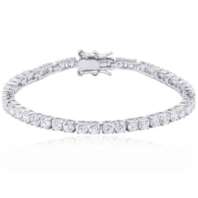 Sterling Silver and Round-Cut Cubic Zirconia Streamlined 4mm Tennis... by 