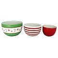 Earthenware Prep Bowl Set of 3 - Candy Cane