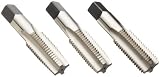 Union Butterfield 1500S(UNC) High-Speed Steel Hand Tap Set, Uncoated (Bright) Finish, Round Shank With Square End, 3-Piece (1 Taper, 1 Plug, 1 Bottoming Chamfer), 1/4