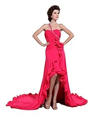 Sweetheart One Shoulder High-Low-Hem Chiffon Prom Dress  with a Watteau Train 