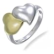 18K Yellow Gold Plated Contemporary Heart Shape Ring In Sterling Silver (Available in Sizes 5-9)