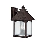 Capital Lighting 9052RI Lodge 2-Light Outdoor Wall Fixture, Rustic Iron with Seeded Glass
