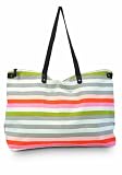 Citta Design 'Largo' Designer Tote Bag, Canvas, Leather Handles, Stone/Orange, 25 inches wide x 15 inches deep