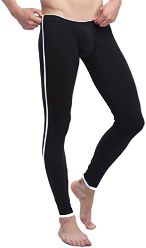 ZIHAN Men's Low Rise Cotton Stretch Bee Legging Pants Medium Black