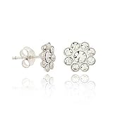Sterling Silver 5mm Clear White Rhinestone Sparkle Mini Kid Flower Stud Earrings