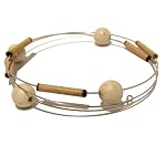 Magnesite Bracelet 06 Wrap White Stone Brown Bamboo Silver Memory Wire Crystal Healing Gemstone
