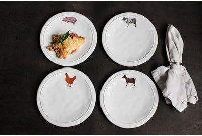 8" Farm Animal Dolomite Plate 4 Piece Set (Set of 4)