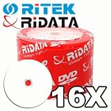 Ritek Ridata White Inkjet Hub Printable 16X DVD-R Media 50 Pack