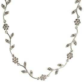 Sterling Silver Flower and Stem Marcasite Necklace by Marcasite Birthstones