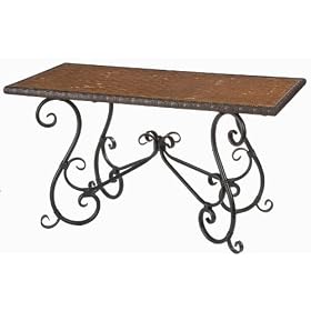TABLE LONG RECT. COFFEE TABLEDE BASE AND WEAVE TOP KD GREEN/ BLACK WOOD IRON BAMBOO 33.75' X 16' X 17.75' H.