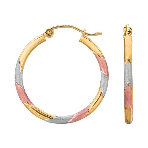 14K Tri-Color Hoop Earrings - 1