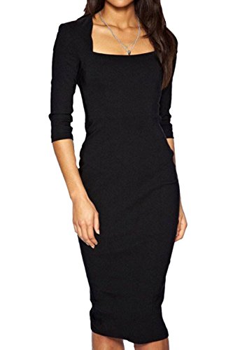 Viwenni® Women's Chic Summer Solid Red Bodycon Office Work Party Dresses