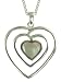 Silver Ladies White Mother of Pearl 3 Row Heart Pendant 18" Curb