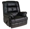 Swivel Rocker Recliner Black Leather