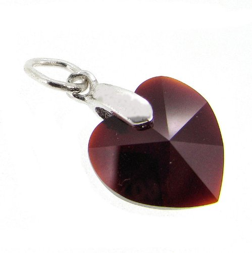 .925 Sterling Silver Birthday Love Heart Dangle Bead Charm Made with Swarovski Elements Crystal