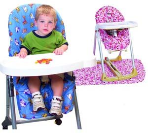 Rip Stop Nylon High Chair Floor Mat, Blue Jungle Animal