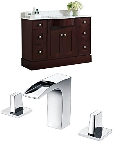 Jade Bath JB-8802 48" W x 22" D Birch Wood-Veneer Vanity Set with 8" o.c. CUPC Faucet, Coffee