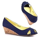 Produkt-Bild: Damen Schuhe, PUMPS, PEEP TOE KEIL WEDGES TEXTIL BOOTS, 10710, Textil