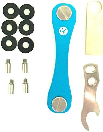 Compact Key Holder KIT (8 GB Flash drive and Bottle Opener included) / Swiss Army Style Key Organizer by NJM. Holds 2-16 keys (Blue)