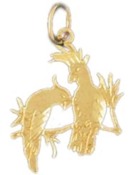 Dazzlers Solid 14k Gold Lovebirds Charm Pendant Available in three colors from jewelsberry (weights: 0.8 grams only)
