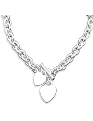 Sterling Silver Engraveable Heart Disc on Fancy Link Toggle Bracelet - 8.75 Inch