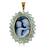 14K yellow Gold Mother and Her Child Cameo Pendant