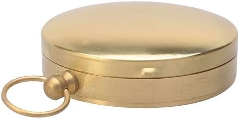 G-50 Portable Metal Shell Pocket Noctilucent Compass Tool w/ Cover for Outdoor Camping Hiking - Golden