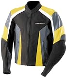 Firstgear Hammer Leather Mens Motorcycle Jacket Black/Yellow XL