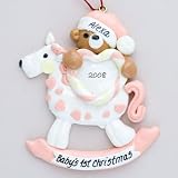 Rocking Horse for Baby Girl's First Christmas Claydough Ornament
