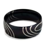 Black Mokume Steel Ring