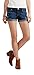 Aeropostale Women's Dark Wash Destroyed Midi Shorts