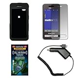 Solid Black Rubberized Snap On Hard Cover Case + Screen Protector + Rapid C ....