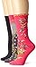 Ozone Women's Birds And Waves Crew Socks 3 Pack,Fuschia,One Size