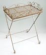 Bronzed Iron Folding Table With Removable Serving Tray