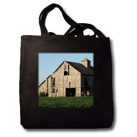Rural Iowa Barn by Angelandspot - Black Tote Bag JUMBO 20w X 15h X 5d