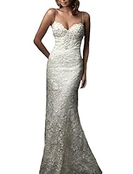 Mermaid Sleeveless Sweetheart Satin Lace Floor Length  Dress