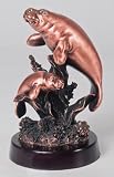 7 inch Copper Color Parent And Children Manatee Figurine Statue