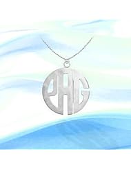 Monogram Necklace 1 inch Sterling Silver Handcrafted Cutout Personalized Initial Necklace - Made in USA